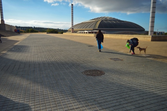 Limpieza realizada en el Estadio San Jordi, donde amigos de ECOT recorren la zona para eliminar residuos y colillas.